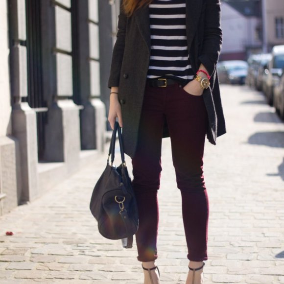 ☀️ MANGO MNG Maroon Paty Skinny Jeans - Picture 1 of 5